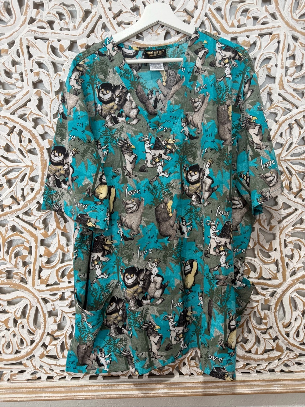 Where the  Wild Things Are Teal Graphic Scrub - Novelty Print